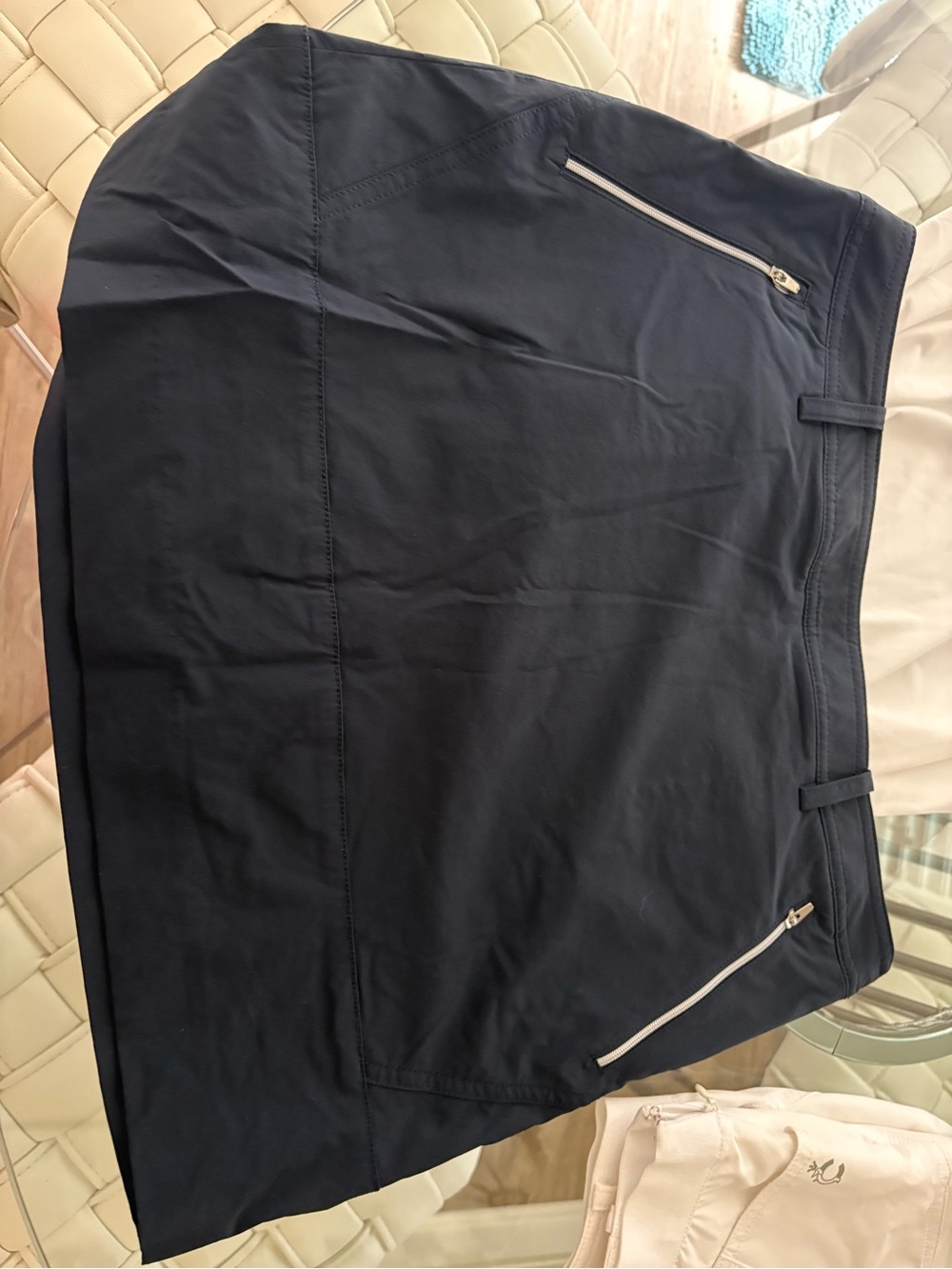 Womens Navy Performance Skirt with Zip Pockets
